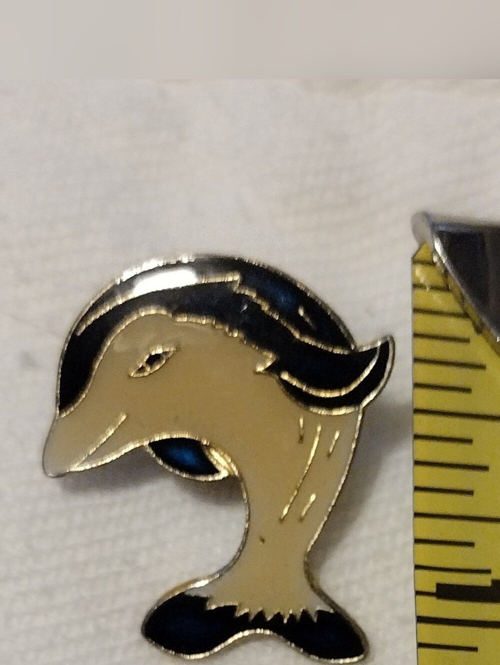 Gold and Black Vintage Enamel Dolphin Pin
